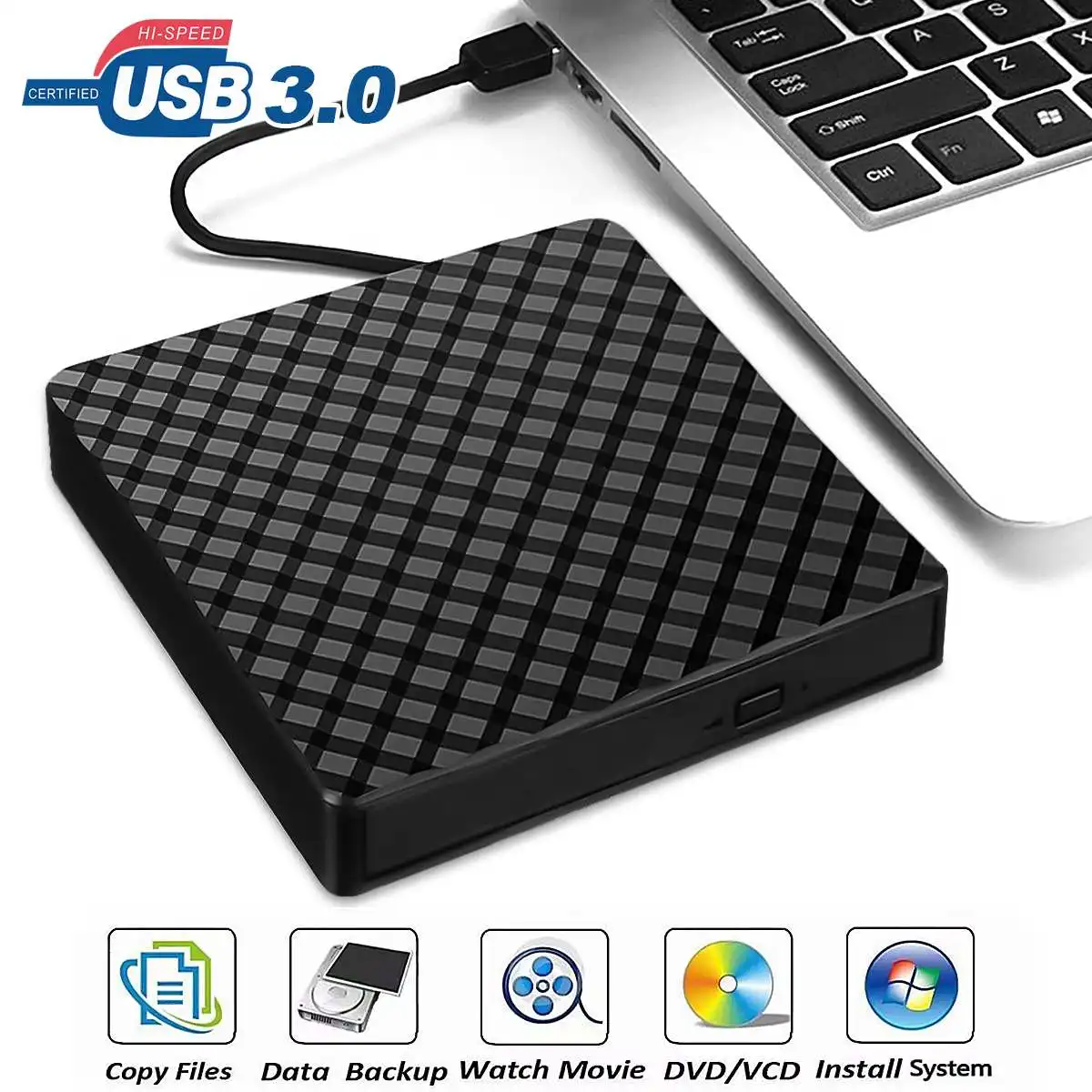 

Новинка 2021, тонкий портативный оптический привод USB 3,0 для ноутбука, внешний USB 3,0, DVD, RW, CD, записывающее устройство, устройство для чтения, про...