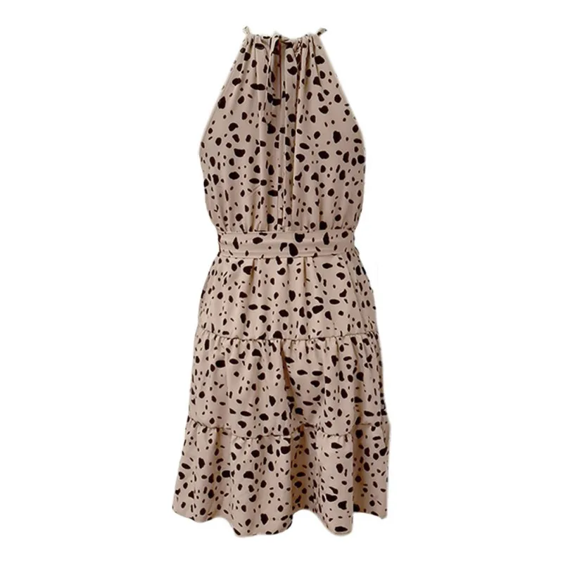 

Dot Print Casual Dresses Backless Strapless Slim Dress Beach Clothes For Women Summer Mini Sleeveless Dress Polka Sexy Halter