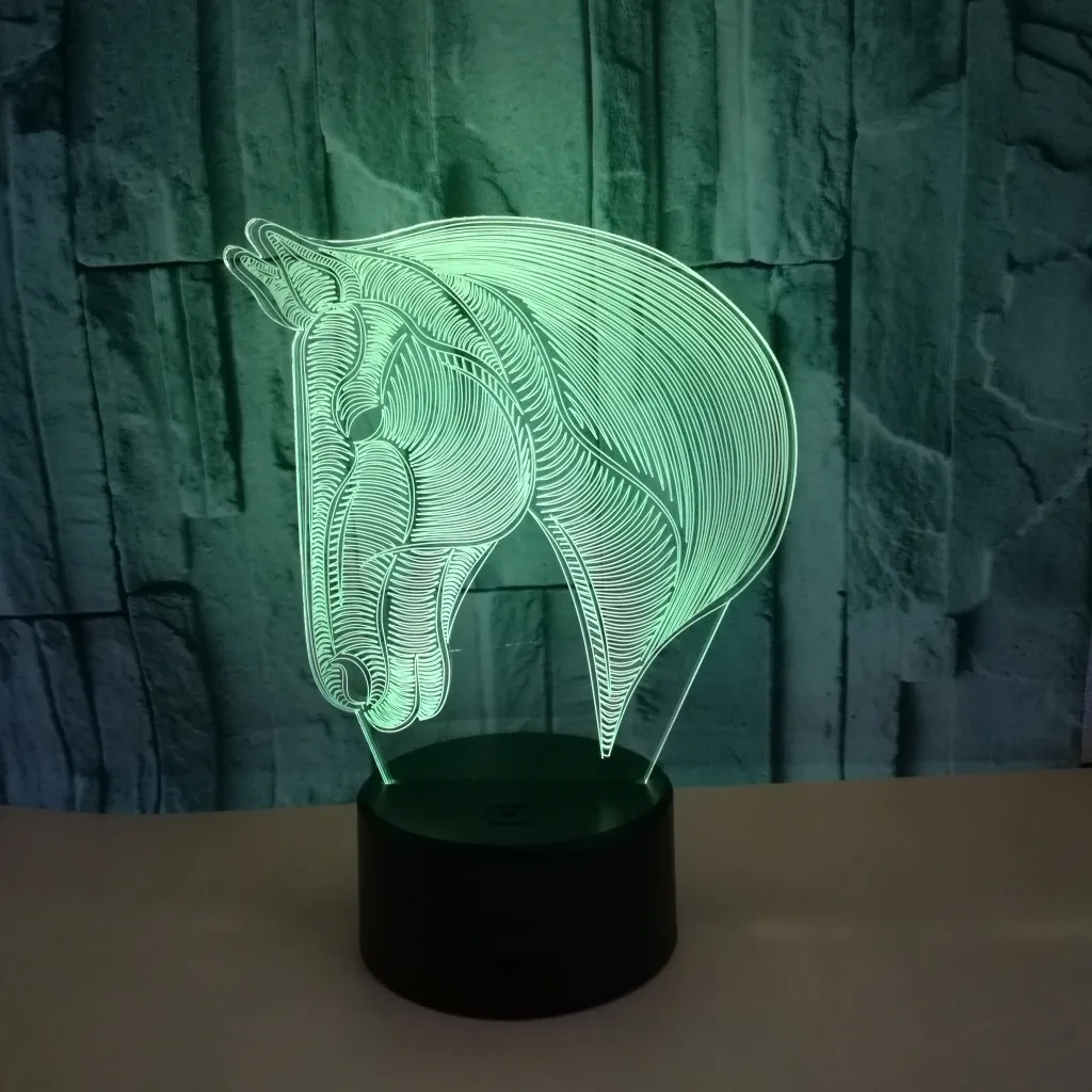 3D светодиодный ночник для моделирования настроение животное лошадь сенсорная