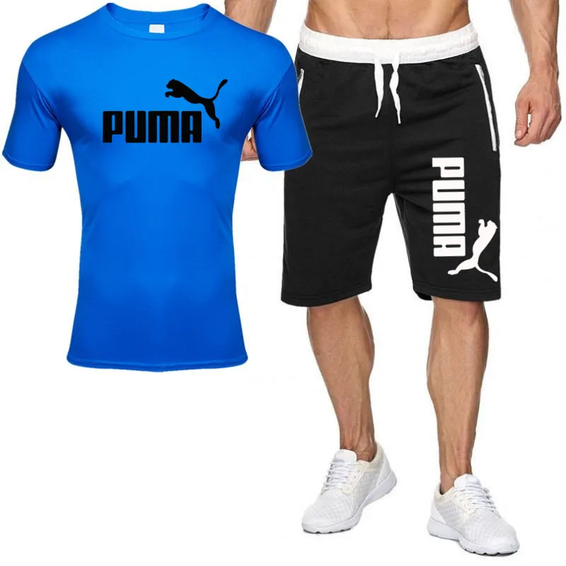 

Puma Brand 2 Piece Set Men Outfits T -Shirt Shorts Summer Short Set Tracksuit Men Sport Suit Jogging Sweatsuit Basketball Jersey
