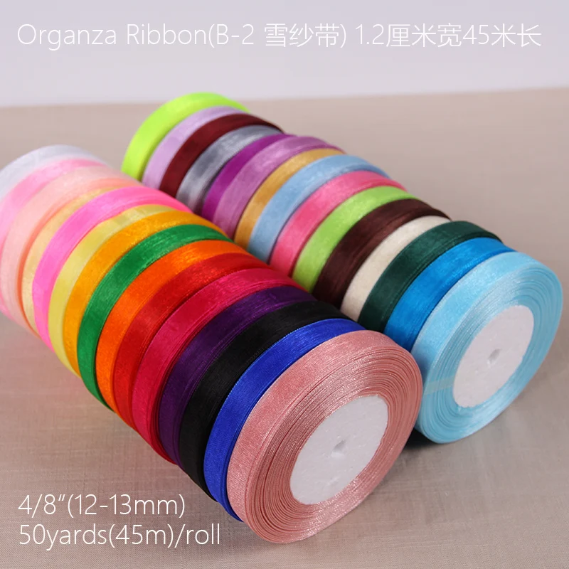 45 метров/рулон 12 мм шифоновые ленты из органзы для украшения свадьбы дня рождения