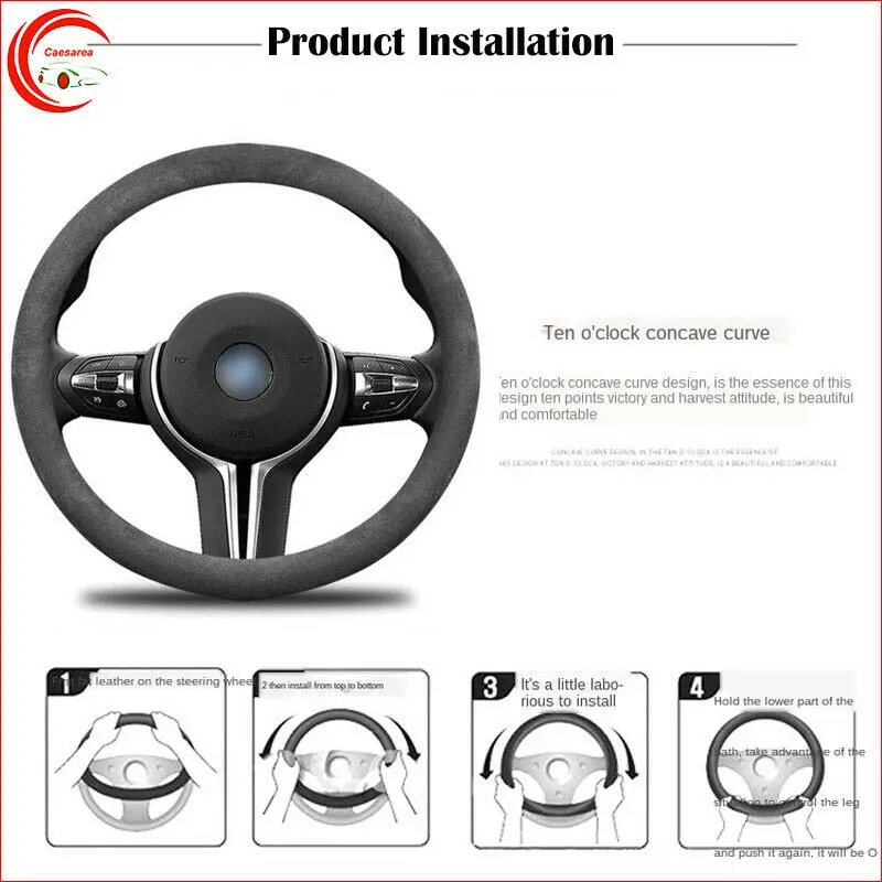 

For Toyota VitZ Car Steering Wheel Cover Black Alcantara Suede Safe Non-Slip