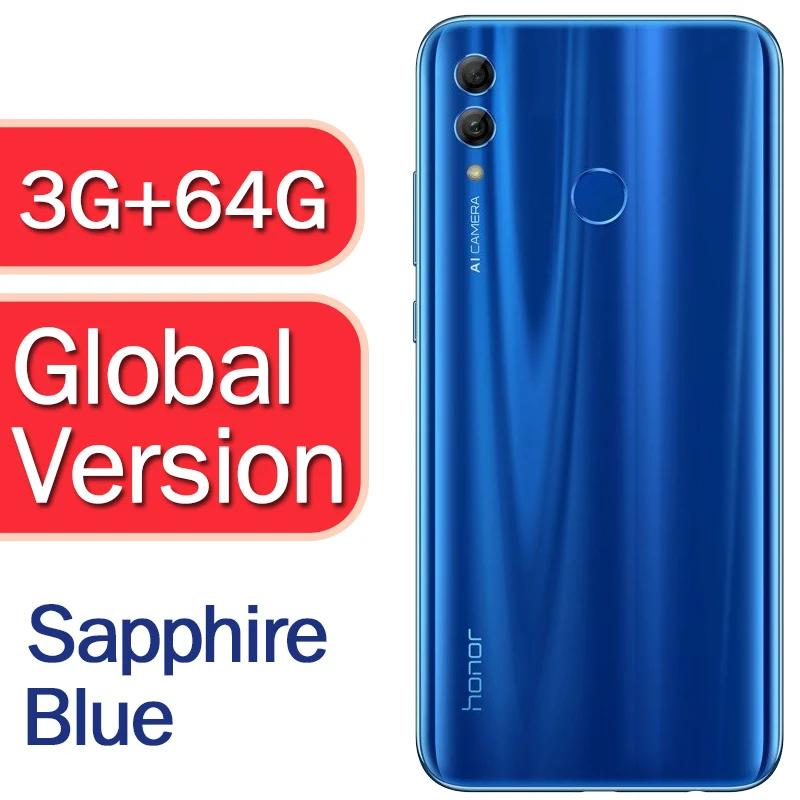 3g64g blue Honor 10 Lite глобальная версия смартфона EMUI 9,0 полный экран 6,2" FHD 2340X1080 передний AI 24MP задний 13 МП - Цвет: 3g64g blue