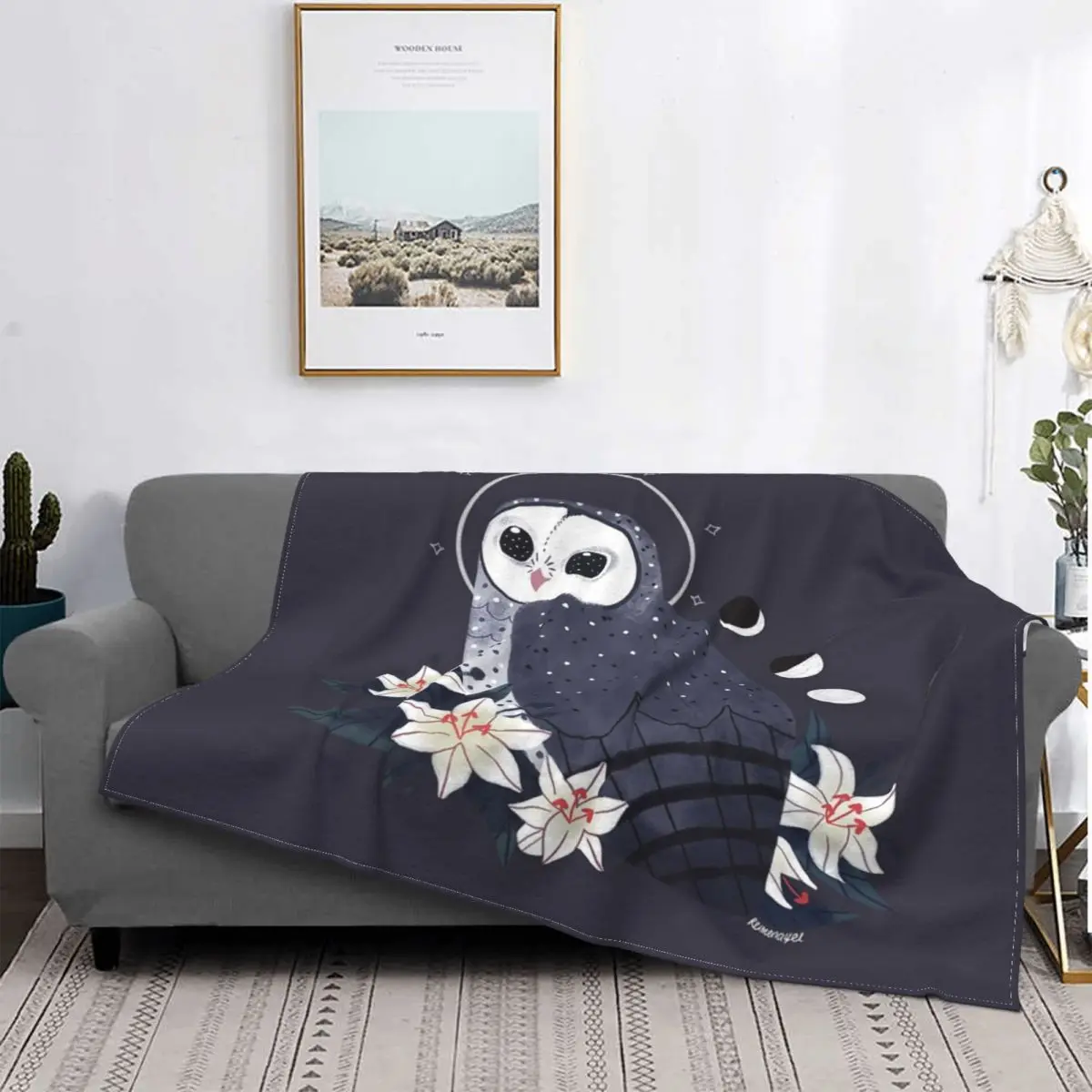 

Manta con capucha de búho para niños, a cuadros para cama colcha, 90