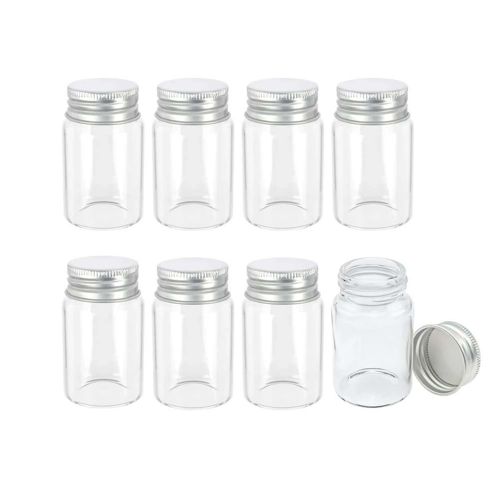 

40ml 37x60mm Glass Ornament Container Aluminium Lid Empty Bottles Food Pot Hyaline Jars 24pcs Wishing Vials