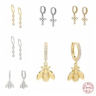 Серьги-кольца женские из серебра 925 пробы с фианитами