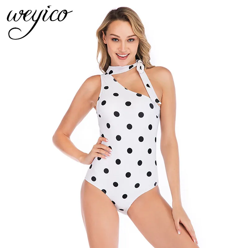 Женский слитный купальник 2020 пикантные купальные костюмы в горошек с открытым