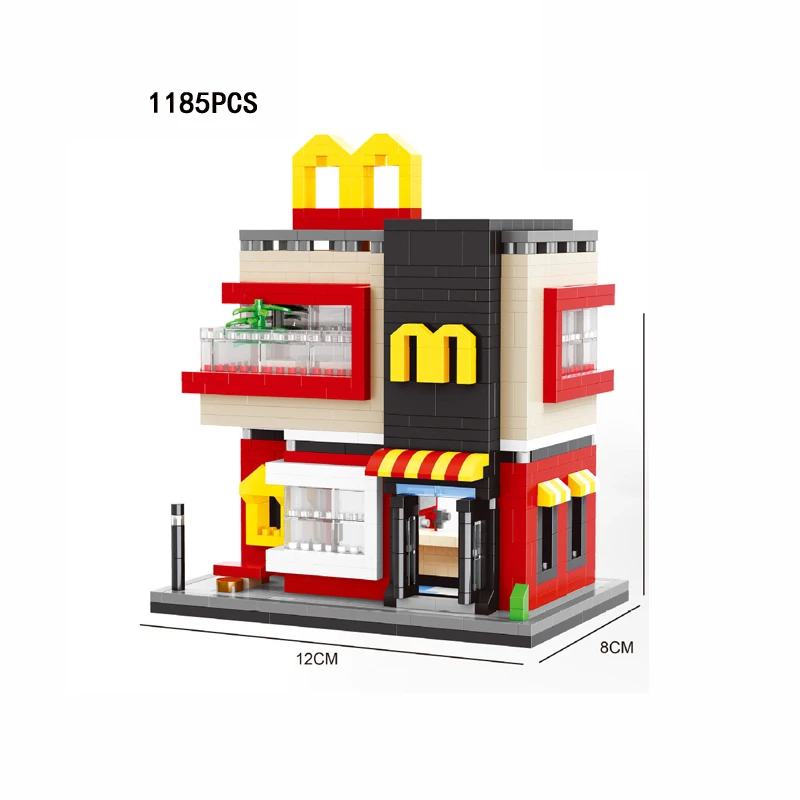 Город Мини уличный вид цифровой магазин apple McDonalds звезда Кофейня микро алмазный строительный блок сборка нанокирпичи игрушки - Цвет: McDonalds