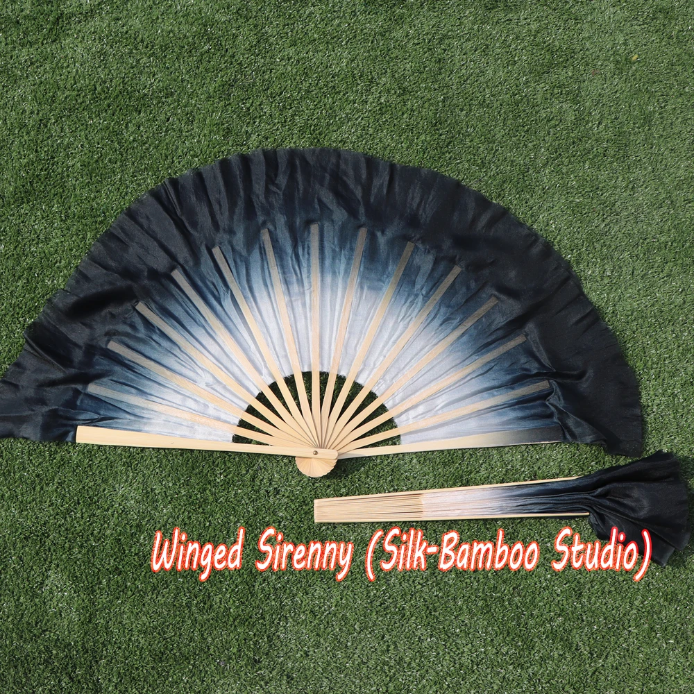 Белый и черный 1 пара 30 см бамбук + 10 китайский танцевальный Шелковый веер