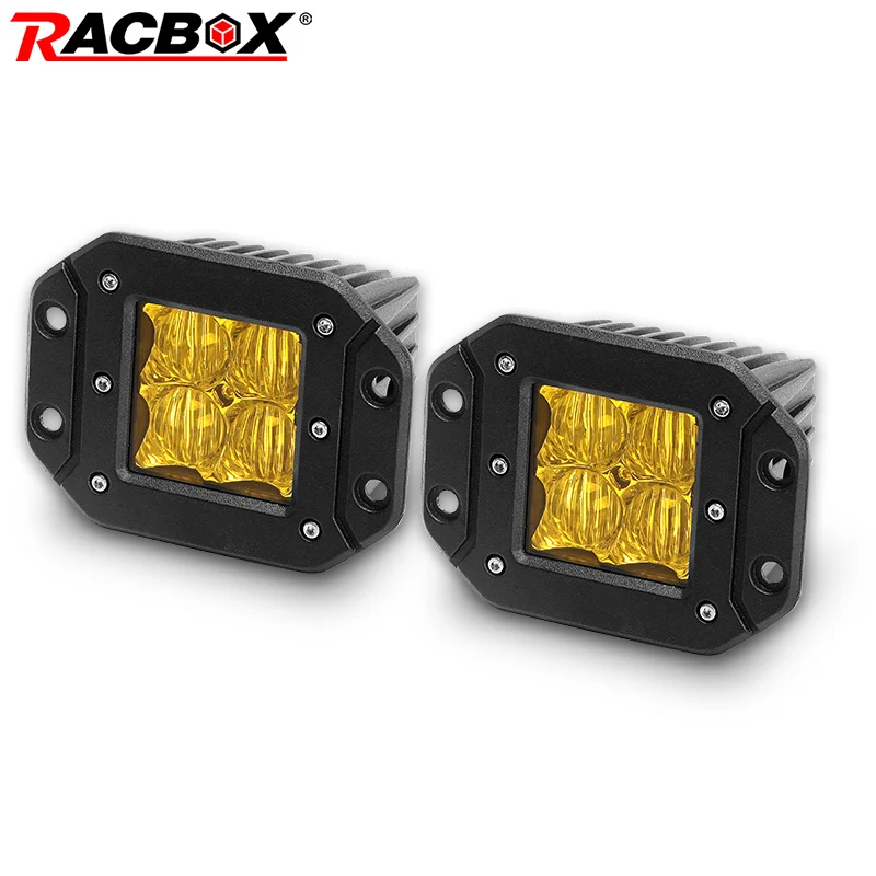 Пара 5D светодиодных противотуманных фар с утапливаемым креплением квадратные