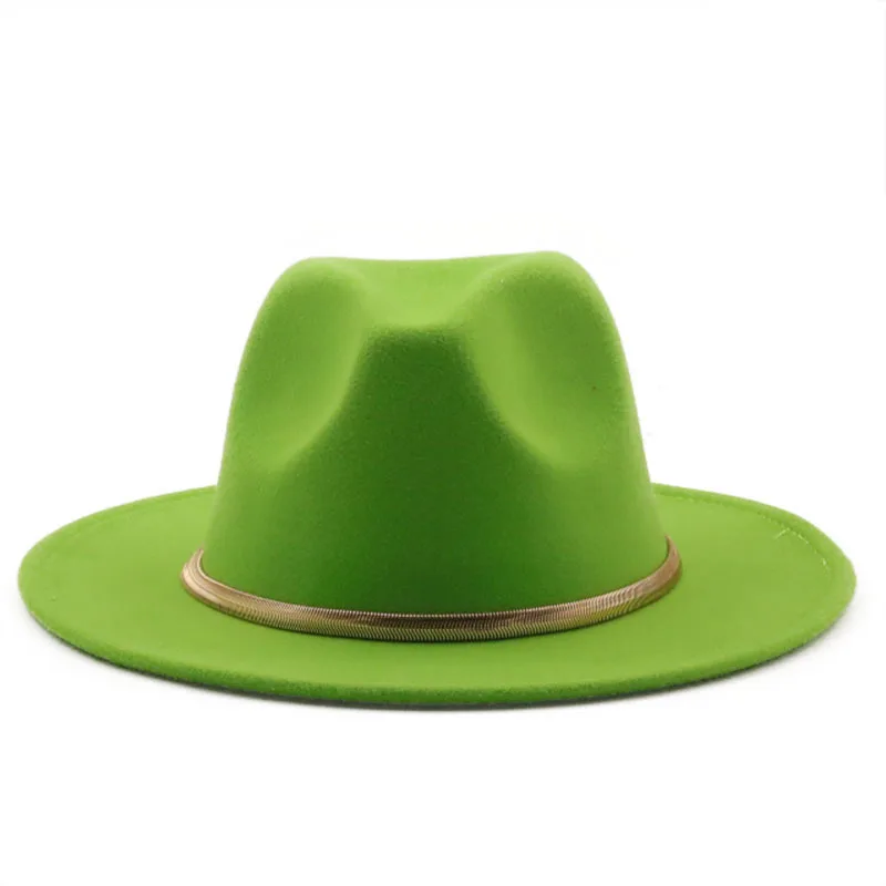 

Grass green bottom shallow fedora hat wide-brimmed panama felt hat men's jazz hat church hat women's hat men 2021шляпаженская