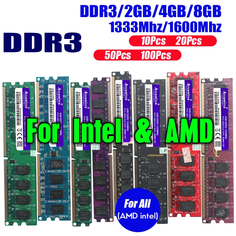 Память Atermiter DDR2 DDR3 PC2 PC3 1333 МГц 1600 DIMM ОЗУ 2 ГБ 4 8 240 контактов для Intel amd GTX
