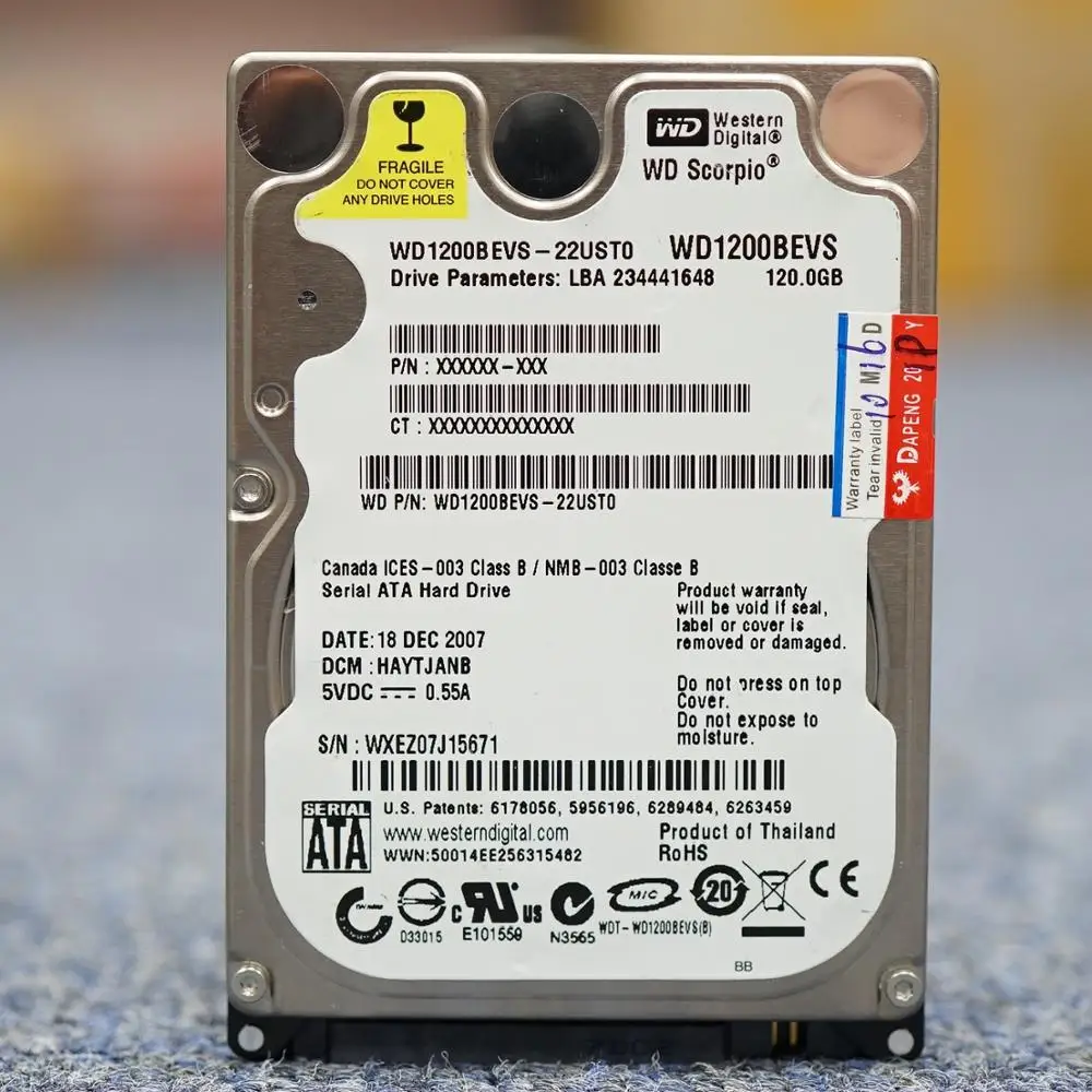 Внутренние жесткие диски WD для ноутбука диск 500 Гб 80 ГБ 160 250 320 1 ТБ HDD SATA rpm 8 Мб |