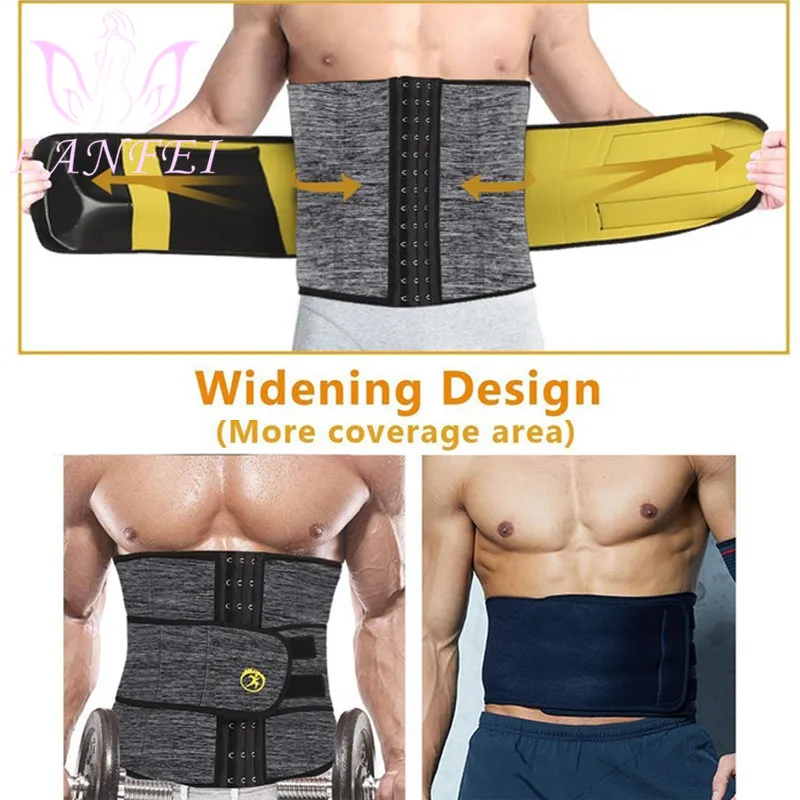 LANFEI Men Waist Trainer Slimming Belt Body Shaper Sweat Sauna Modeling Strap Workout Waist Trimmer Weight Loss Corset Plus Size