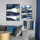 Абстрактный ландшафт геометрический черный серый синий Желтый цветной блок холст живопись Настенная картина Печать постер украшение гостиной