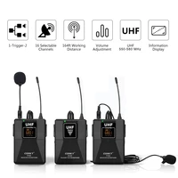 uhf wireless lavalier lapel microphone for canon nikon dslr camera camcorders smartphones two transmitters and one receiver mic