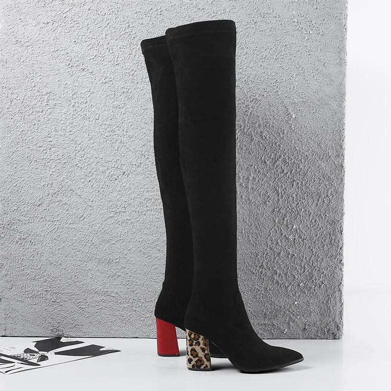 

LVABC 2019 Women Over The Knee High Boots Fashion All Match Pointed Toe Winter Shoes Elegant All Match Women Boots Size 32-42