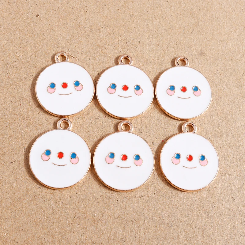 

10pcs 19*23mm Cute Enamel Smile Charms for Jewelry Making DIY Handmade Drop Earrings Pendants Necklaces Crafts Accessories