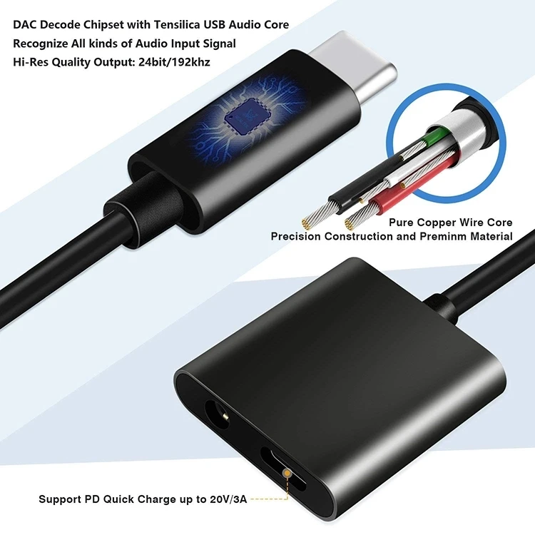 EHUNT 2 в 1 Зарядка+ аудио 3 5 мм разъем для Usb до 3 5 мм разъем Usb type C аудио разъем