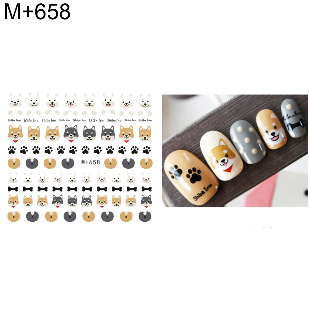 Наклейка для ногтей с изображением мультяшных животных фруктовых деревьев