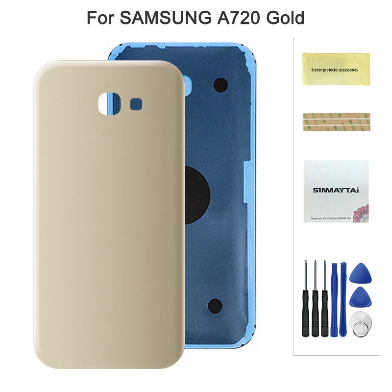 A720 Gold Задняя Батарея сзади Стекло чехол для Samsung Galaxy A3 A5 A7 A320 A520 A520F A720 Батарея чехол наклейка для корпуса - Цвет: A720 Gold