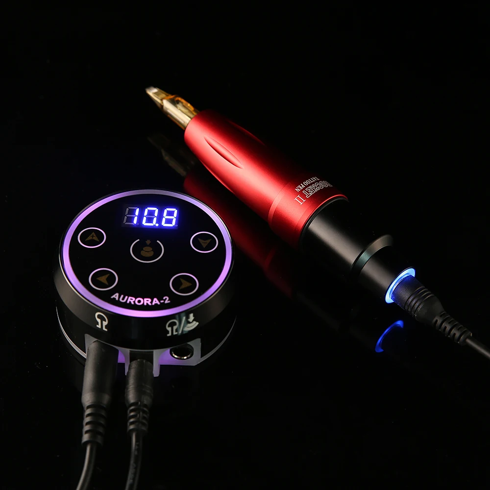 

Krachtige Pen Rocket Ii Tattoo Machine Led Licht En Aurora2 Voeding Set