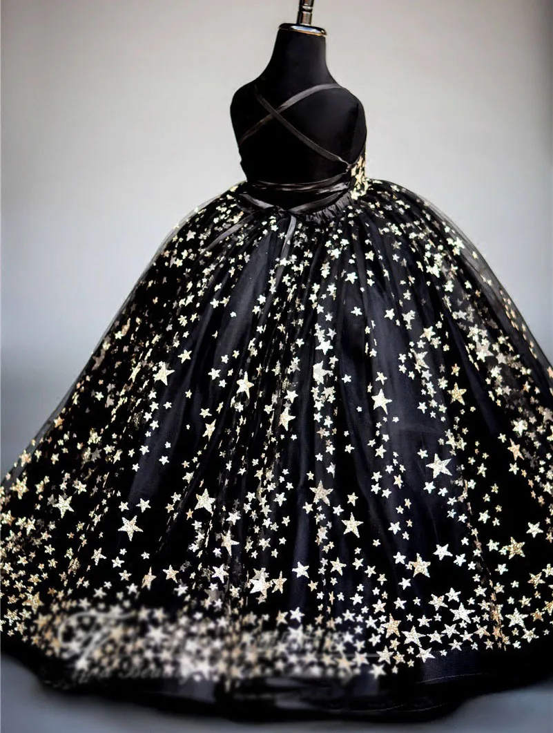 Изготовленное на заказ платье с принтом звезд детское вечернее для девочек |