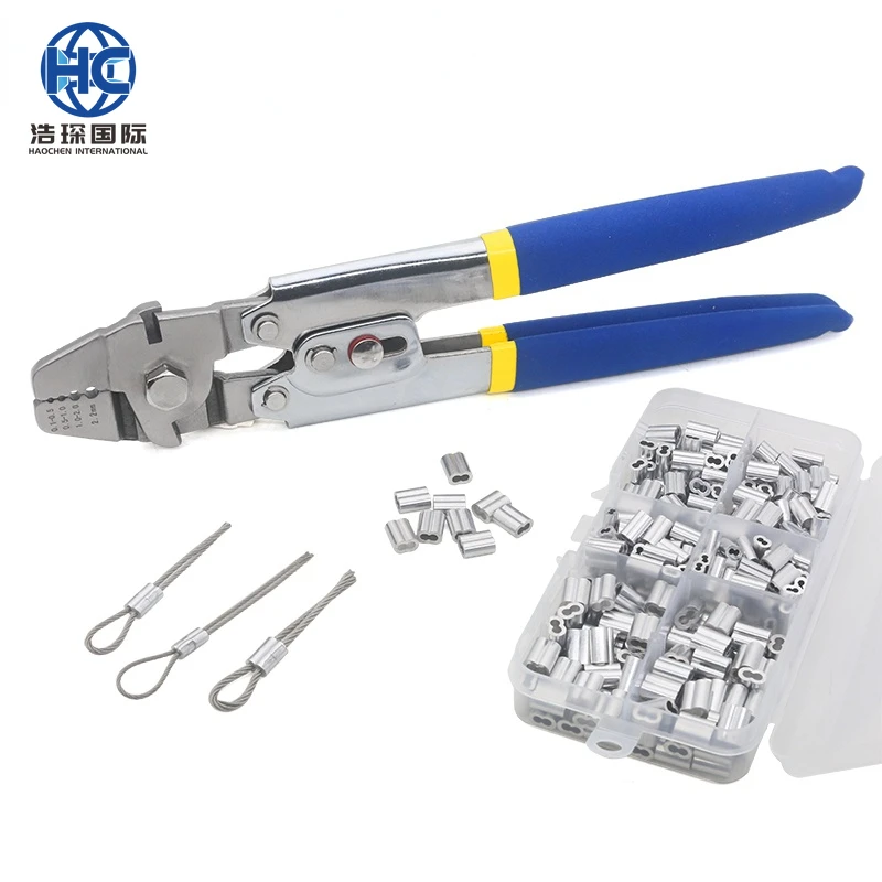 

High Quality Wire Rope Crimping Fishing Swaging Tool Cable Crimps Up To 2.2mm Aluminum Tube Double Barrel Ferrule Loop Sleeve