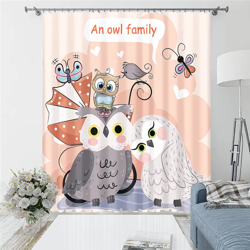 Затемняющие детские шторы с рисунком Совы и пары комплект для занавесок подходят