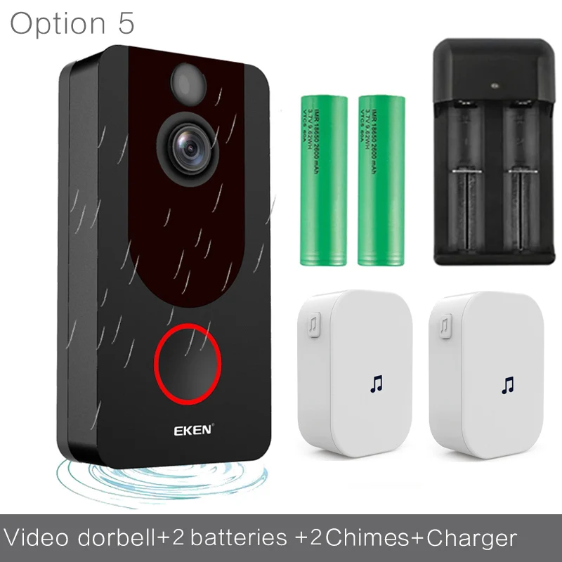 option 5 Eken V7 видеодомофон 1080p Full HD видео дверной звонок ночного видения беспроводная Защита сети видеозвонок Wi-Fi видеоглазок Домашний монитор домофон смартфон видео дверной звонок - Цвет: option 5
