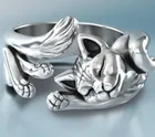 Вязаное кольцо с котом Открытое кольцо регулируемое открытое модное ретро панк Винтажное кольцо для мужчин и женщин серебряного цвета ювелирные изделия подарок Прямая поставка