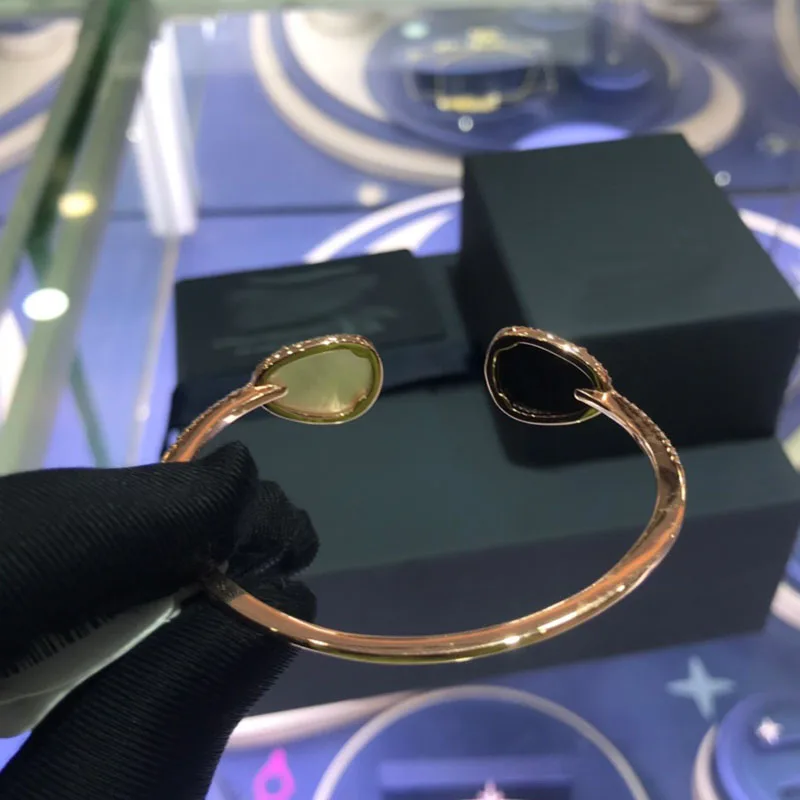 UMGODLY роскошный бренд черный белый камень браслет фианит открытый манжета для