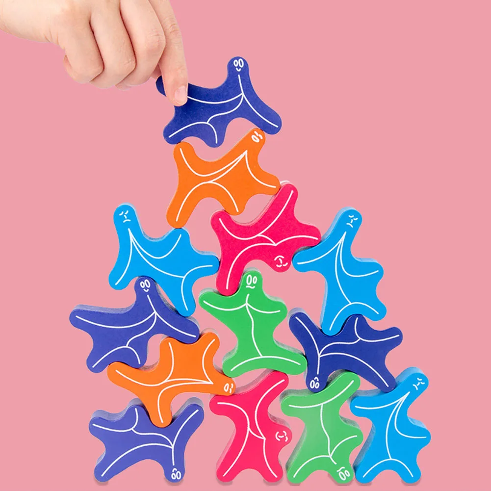 

Wooden Stickers Early Learning Toys Kids Wooden Building Blocks Educational Toy DIY Creative Stacking Game Gift