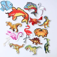 clever cute fish dinosaurflamingo icon embroidered iron on patch for clothing diy strip clothes patchwork sticker custom badge
