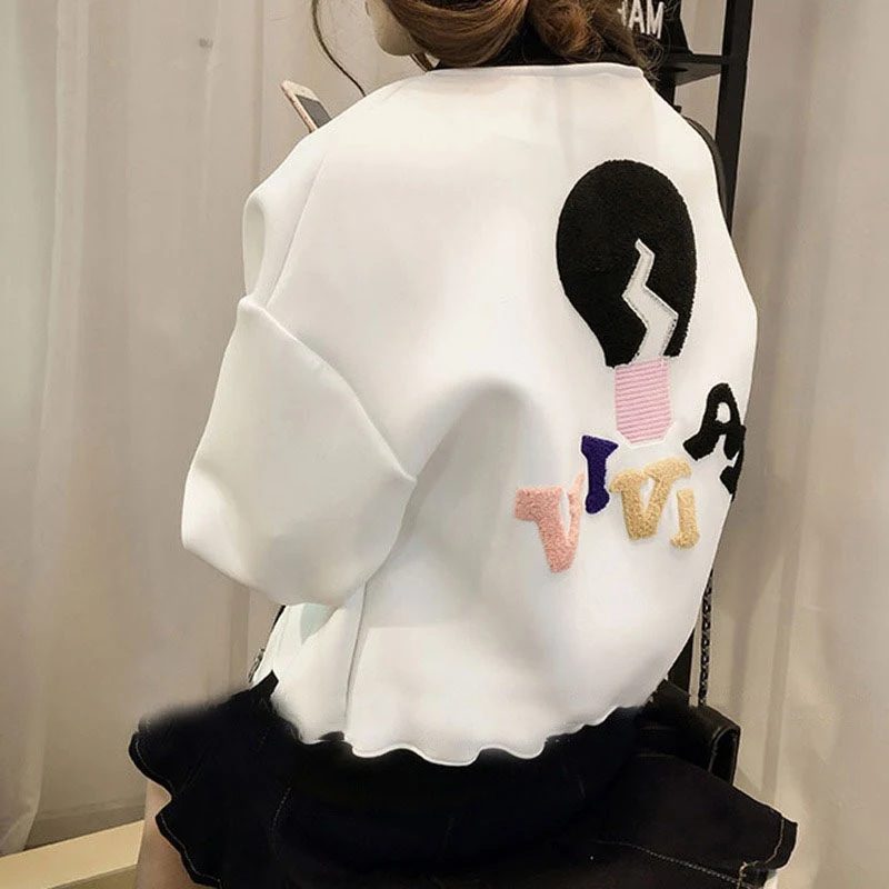 

Women Coat Korean Version Of The Spring And Autumn Printing Loose Casual Sports Short Cardigan Coat Hot