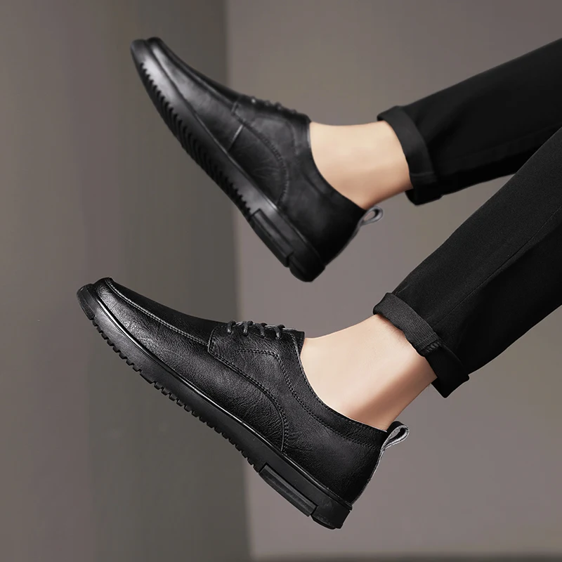 

Fashion Lace-up Oxfords Shoes New Business Dress Zapatillas De Deporte Men Shoes Classic Leather Men'S Suits Dress Black %