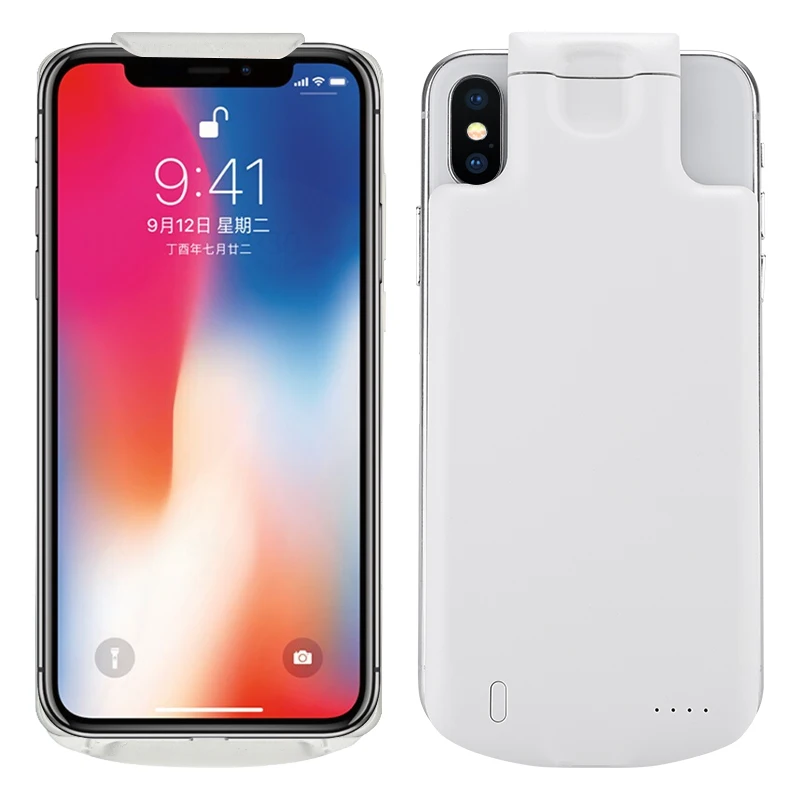 5000 мАч Универсальное регулируемое зарядное устройство чехол для iPhone 6 6S 7 8 Plus X XS Max XR тонкий внешний аккумулятор чехол для Зарядки Задняя Крышка - Цвет: Белый