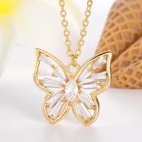 vintage crystal butterfly necklaces for women fashion jewelry on the neck womens aesthetic accessories wedding necklaces