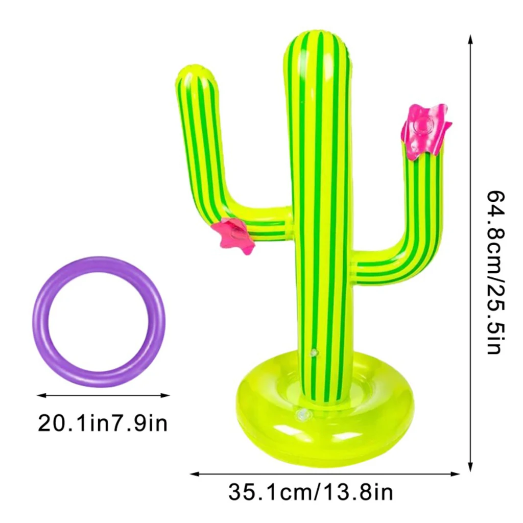 

PVC Inflatable Cactus Rings Toss Interaction Game Set for Party Kids/Adult
