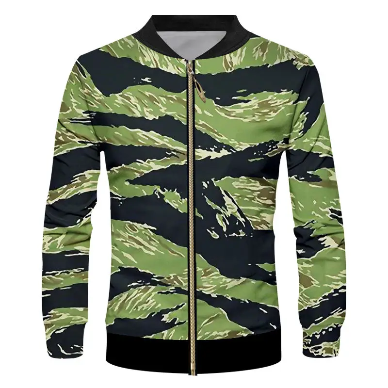 Модная камуфляжная куртка на молнии Мужская 3D унисекс бомбер брендовая одежда