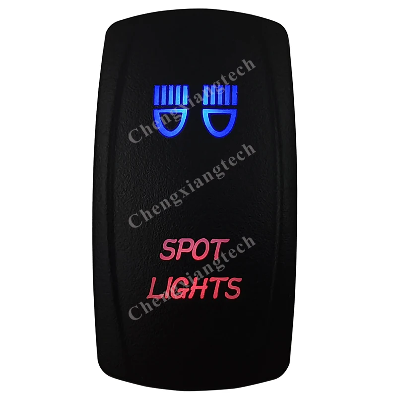 

Spot Lights Rocker Switch 5 Pins SPST On/Off Blue & Red Led 20A/12V 10A/24V Toggle Switch for Cars,Trucks, RVs, Boats