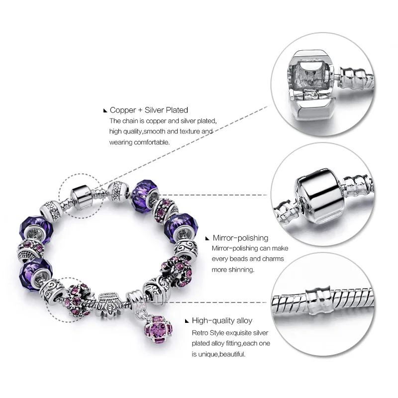 Модный DIY браслет из хрустальных бусин с совой короной браслеты и для женщин