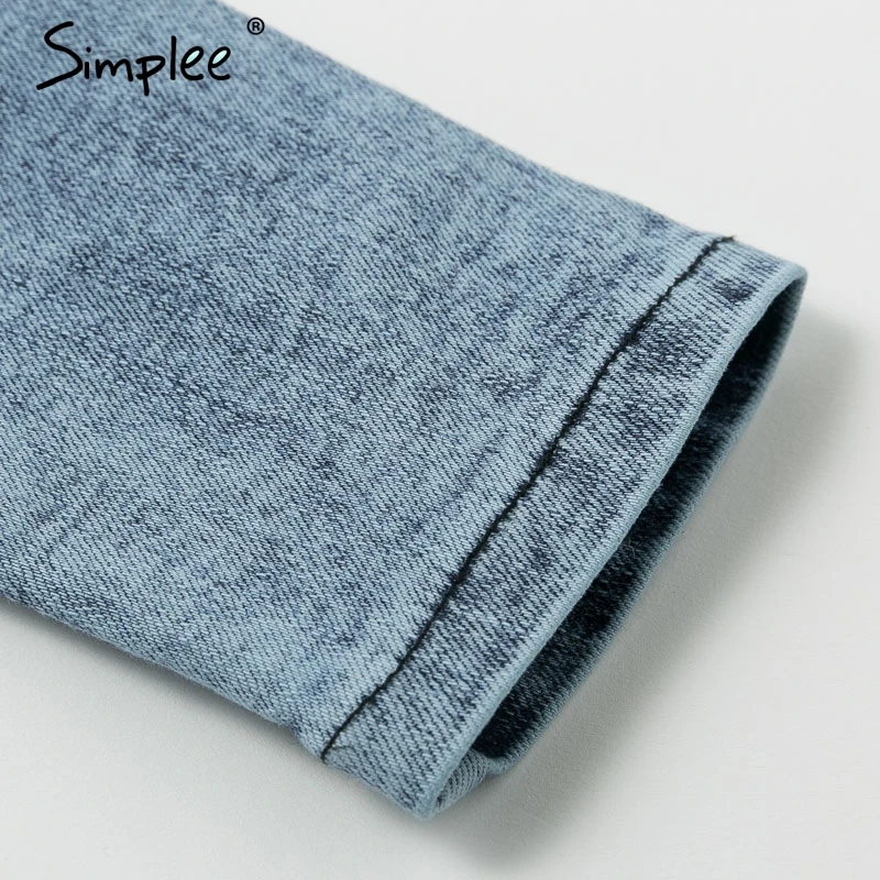 Simplee женское джинсовое облегающее платья рукавом платье v образным вырезом Осень