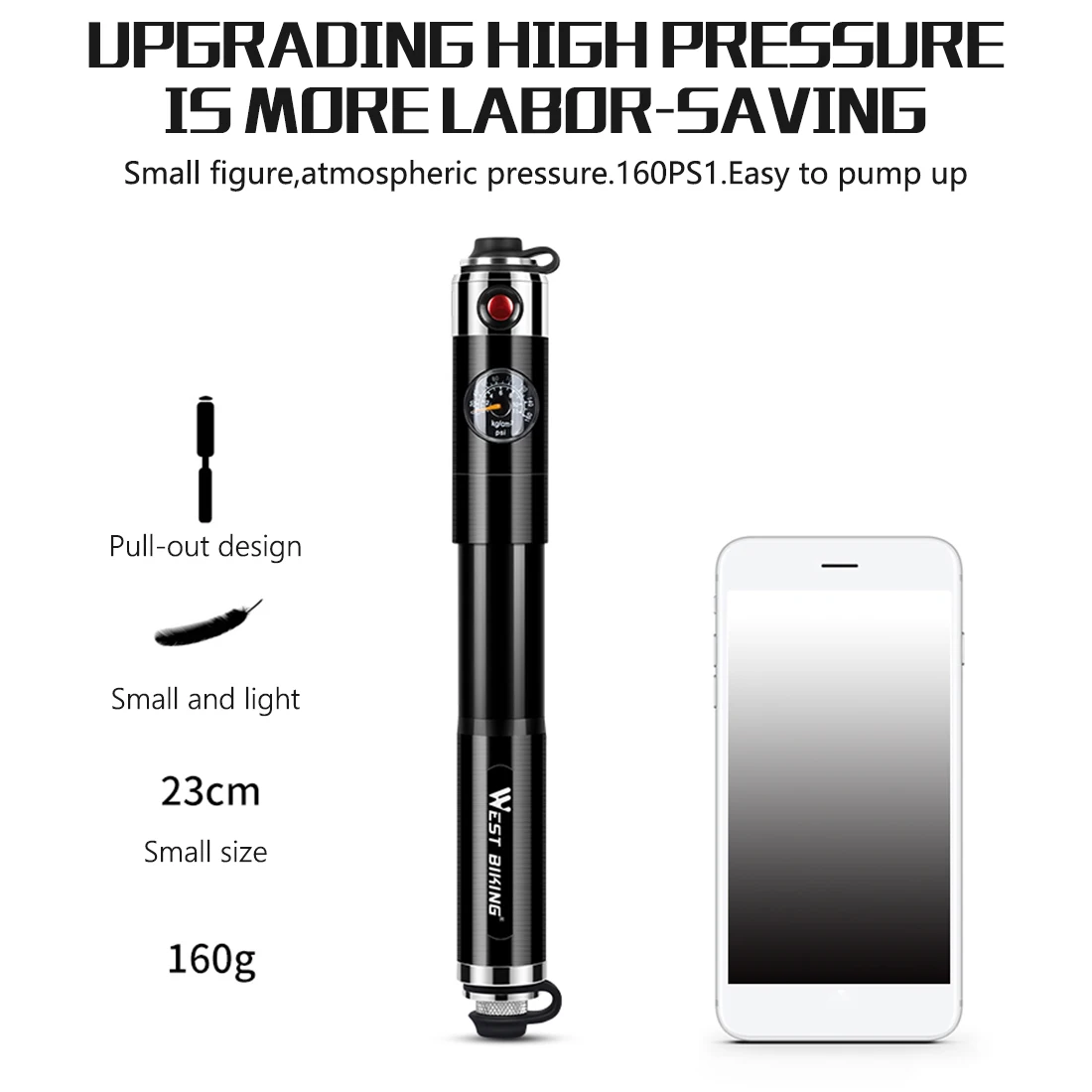 

Hot Sell 130psi/160psi Bike Pump Bicycle Pump Cycling Tire Inflator Hose Air Inflator Portable Mini Pump High Pressure Portable