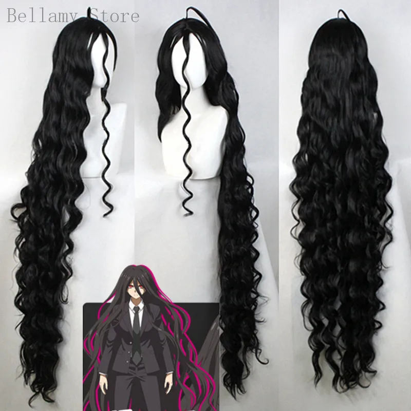 Anime Danganronpa     Izuru Kamukura Cosplay Hairwear Long Black Wave 59 inch long Wig+Wig Cap