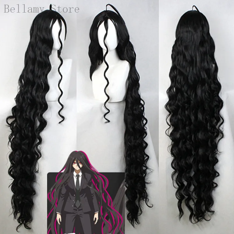 Аниме Danganronpa Izuru Kamukura косплей парик длинные черные волны 59 дюймов длинный + Кепка |