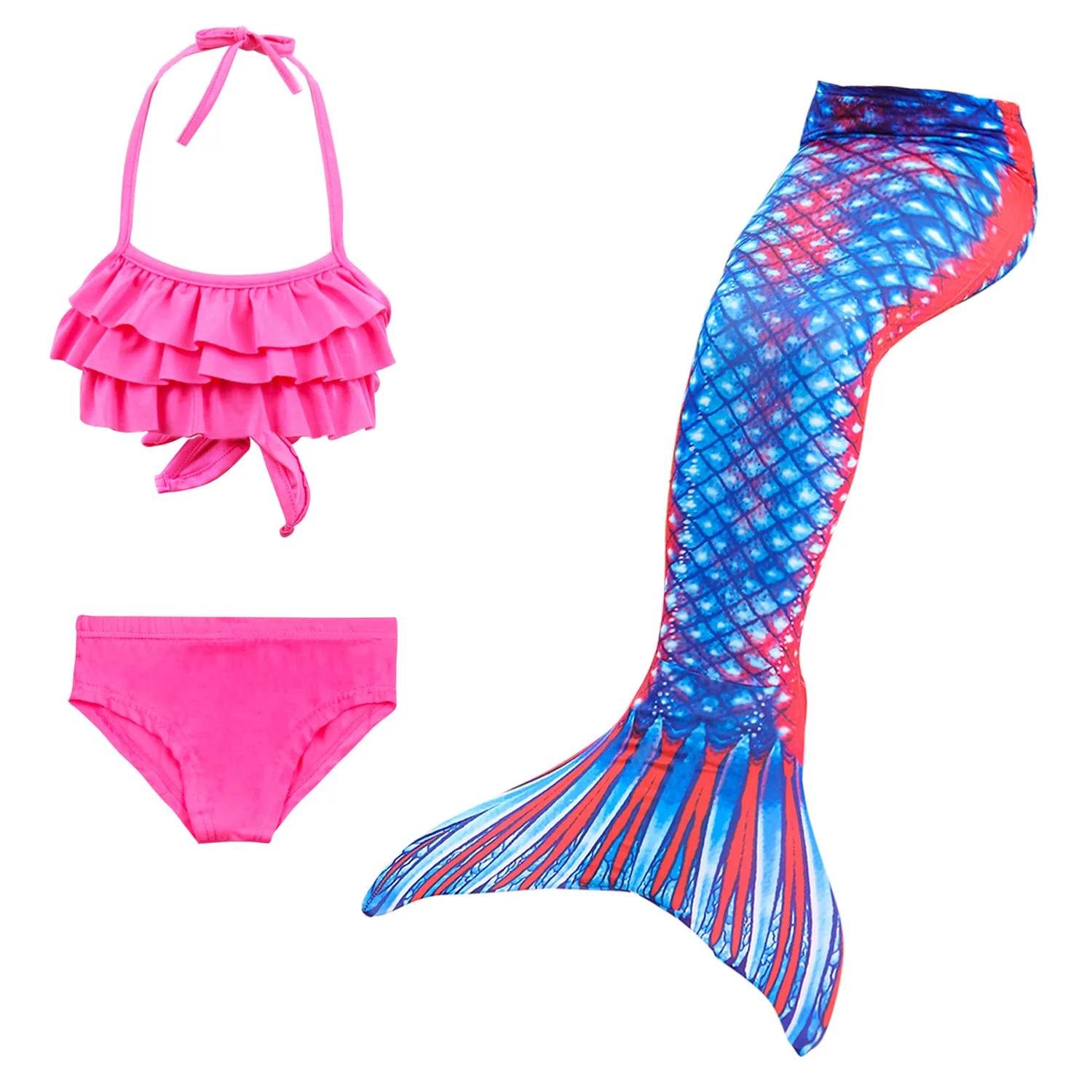 3PCS SET NO MONOFIN Детский купальный костюм; купальный костюм с хвостом русалки; карнавальные костюмы; купальный костюм для девочек; купальный костюм - Цвет: 3PCS SET NO MONOFIN
