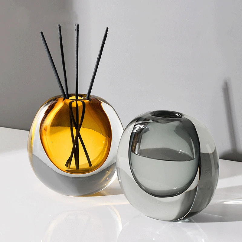 

Transparent Glass Vase Plant Pot Crystal Minimalist Glass Vase Rustic Home Decor Hydroponics Vazo Office Accessories BI50VS