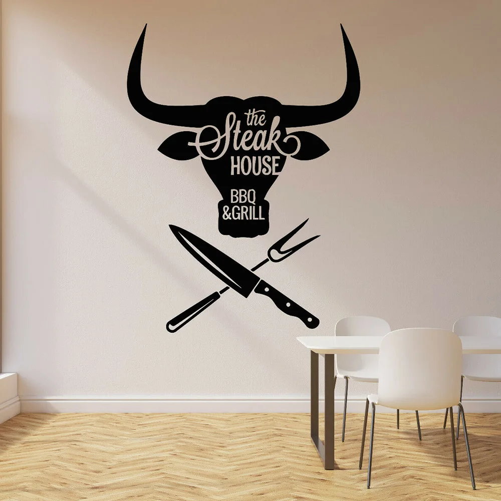 

BBQ Wall Sticker Meat Special Grill Steak House Beef Food Vinyl Wall Decal Home Decoration Accessories For Resturant Modern C658