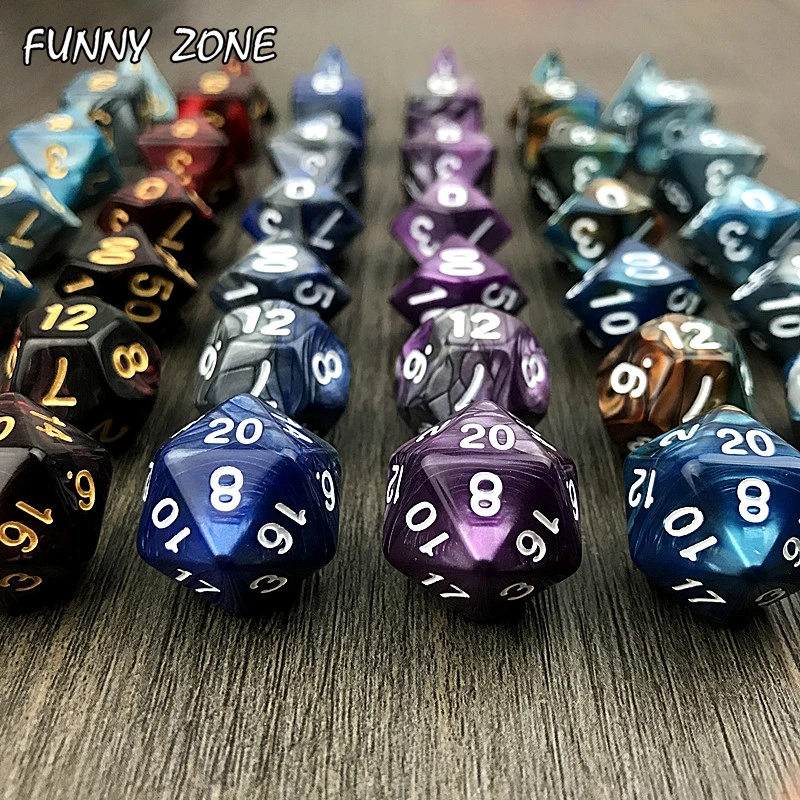 Новинка 7 шт. набор 2-цветных кубиков с эффектом туманности игральные кости DnD d4 d6 d8